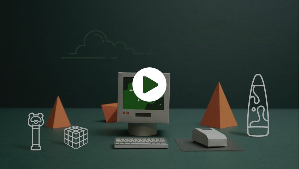 computer with a play button